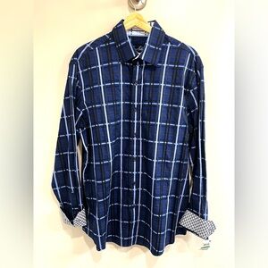 NWT Tasso Elba Plaid Button Down Dress Shirt Size Large